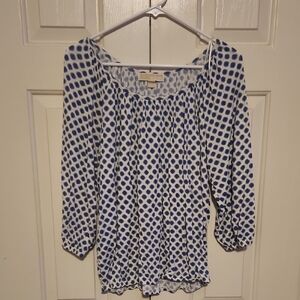 MICHAEL Michael Kors Blue and White Polka Dot Blouse